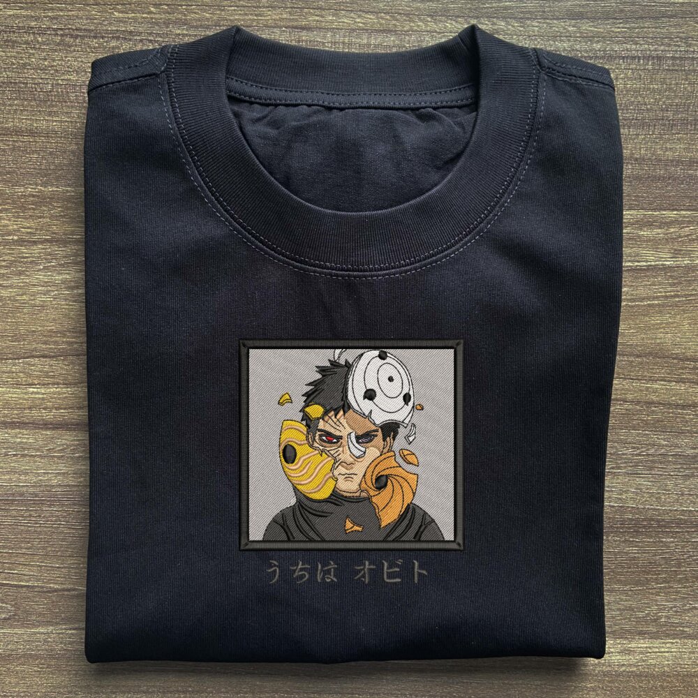 Obito Art Embroidered Black T shirt (1) Main Thumbnails T shirt