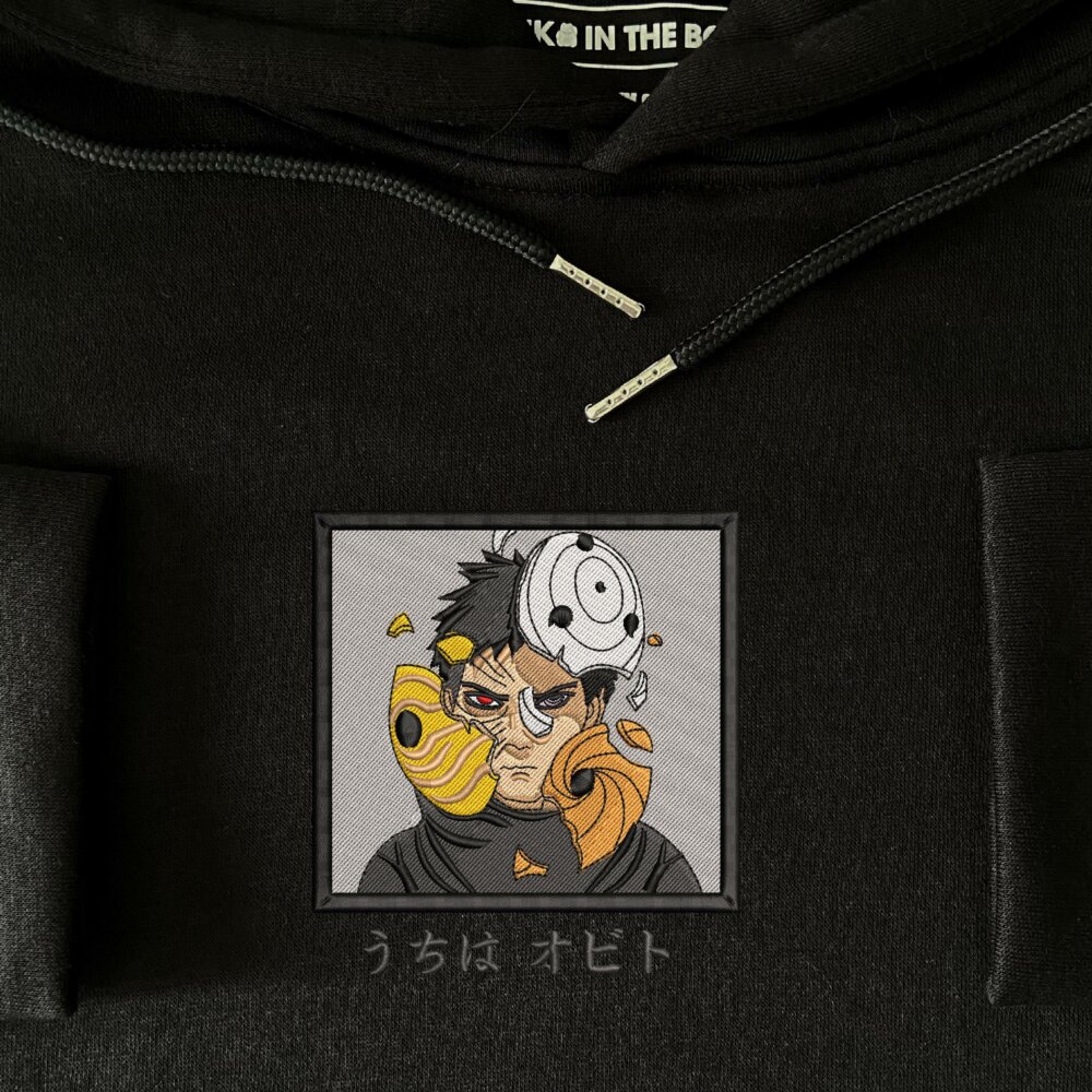 Obito Art Embroidered Hoodie Black (3)