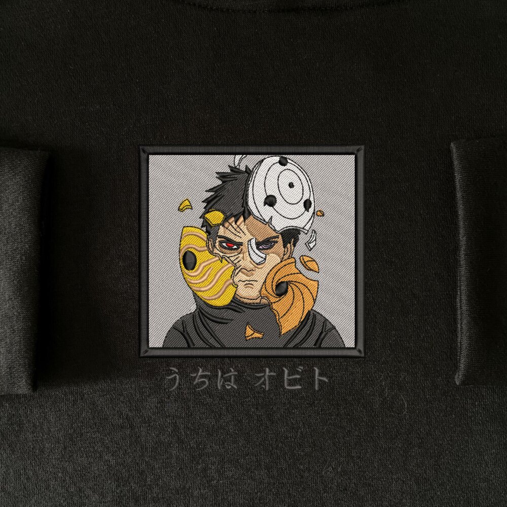 Obito Art Embroidered Hoodie Black (4) Main Thumbnails Sweatshirt