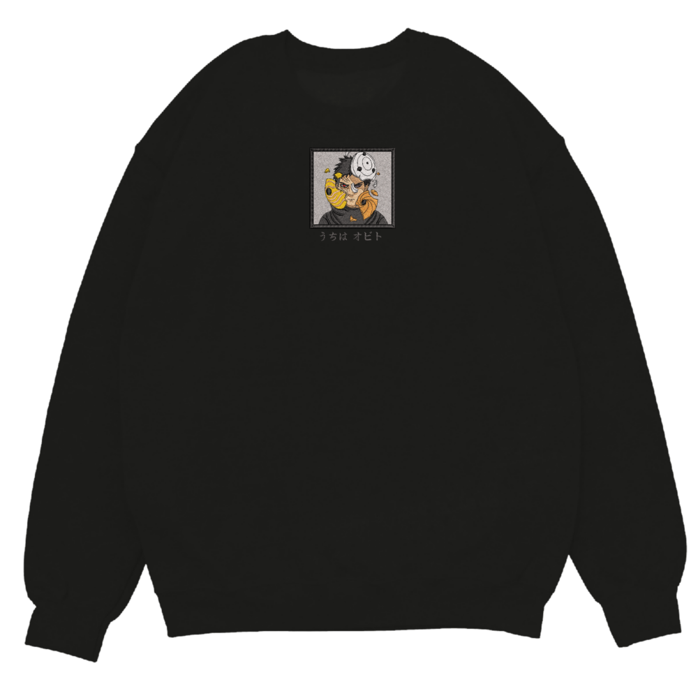 Obito Art Embroidered Sweatshirt Black