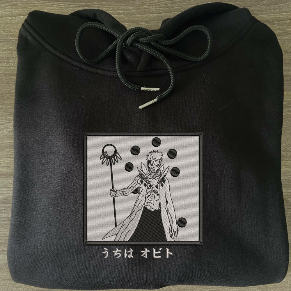 Obito Six Paths Art Embroidered Hoodie Black (3)