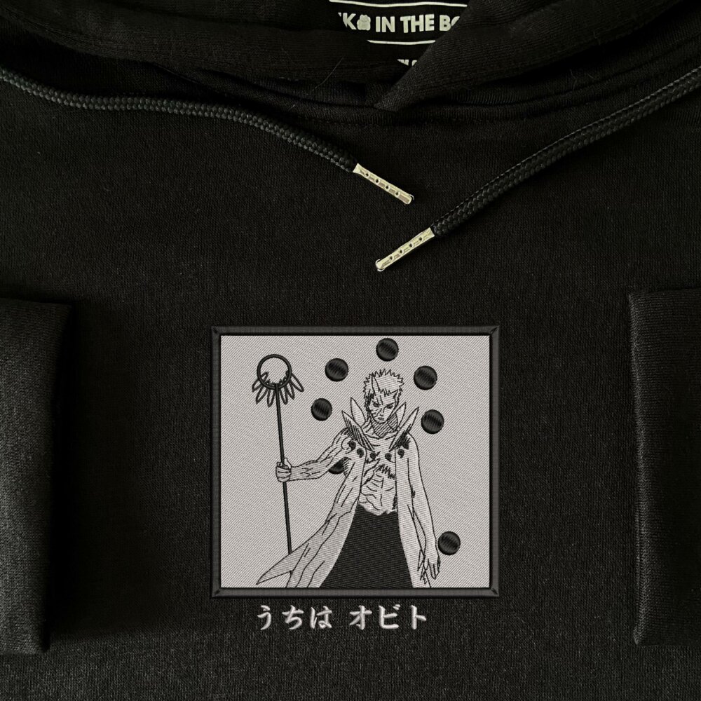 Obito Six Paths Art Embroidered Hoodie Black (4)