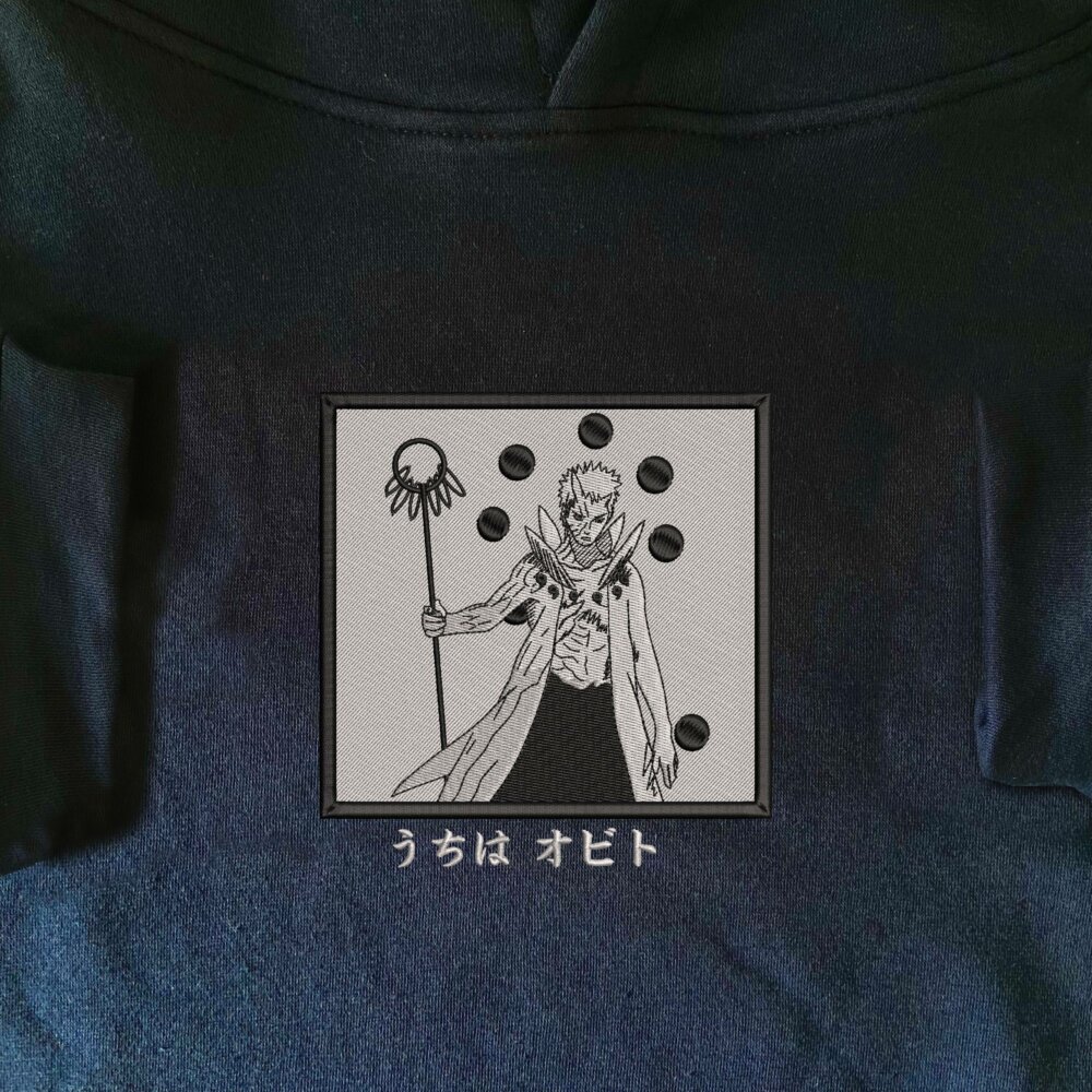 Obito Six Paths Art Embroidered Hoodie Navy (1)