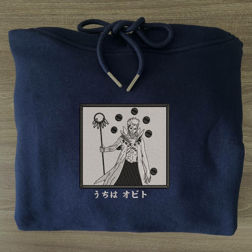 Obito Six Paths Art Embroidered Hoodie Navy (3)