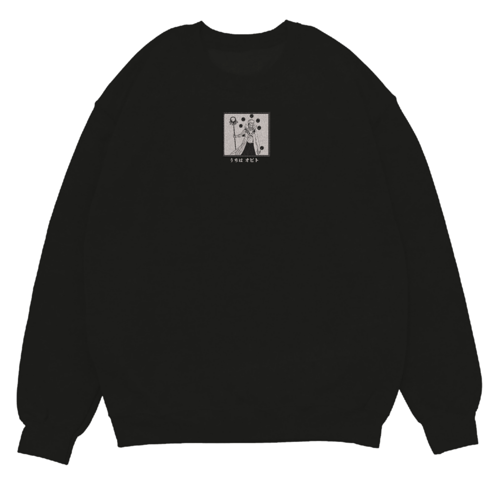 Obito Six Paths Art Embroidered Sweatshirt Black