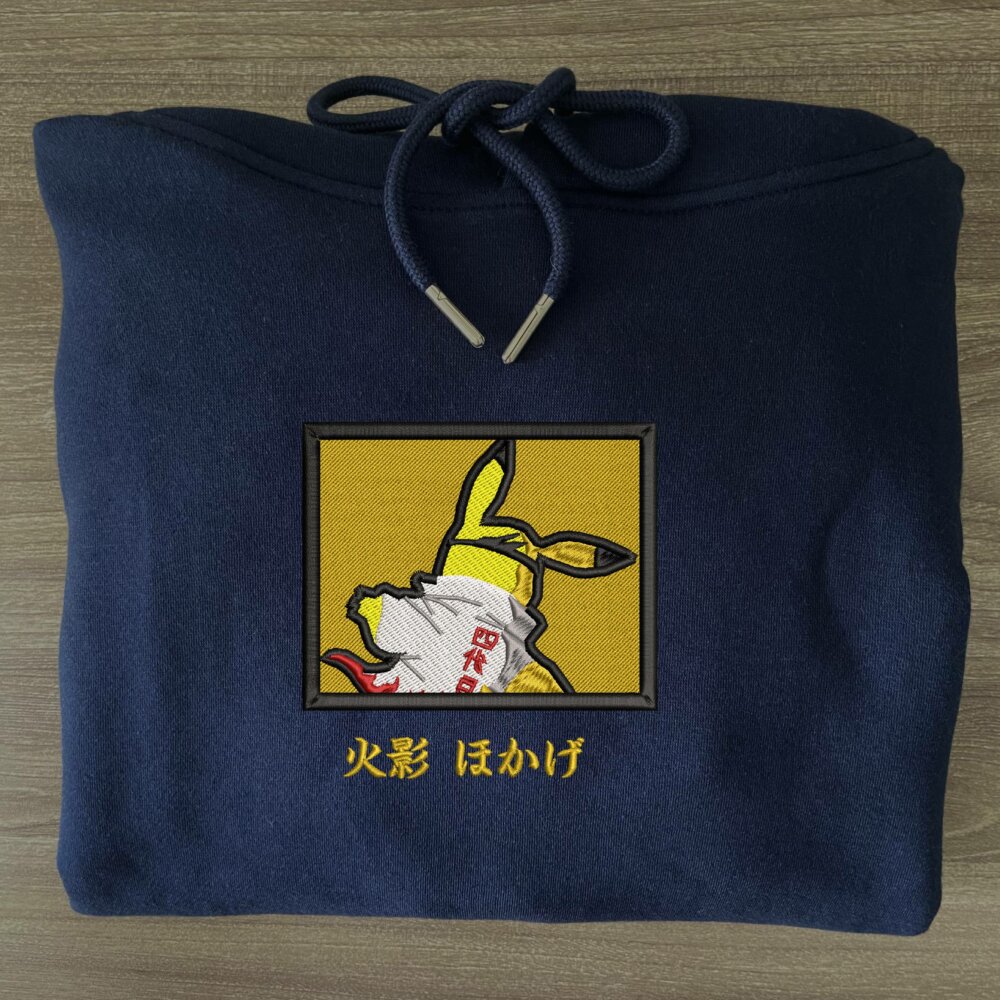 Pikage Art Embroidered Hoodie Navy (3)