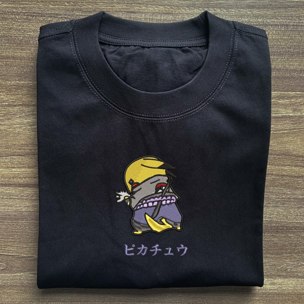 Pikasuke Art Embroidered Black T shirt (2) Main Thumbnails T shirt