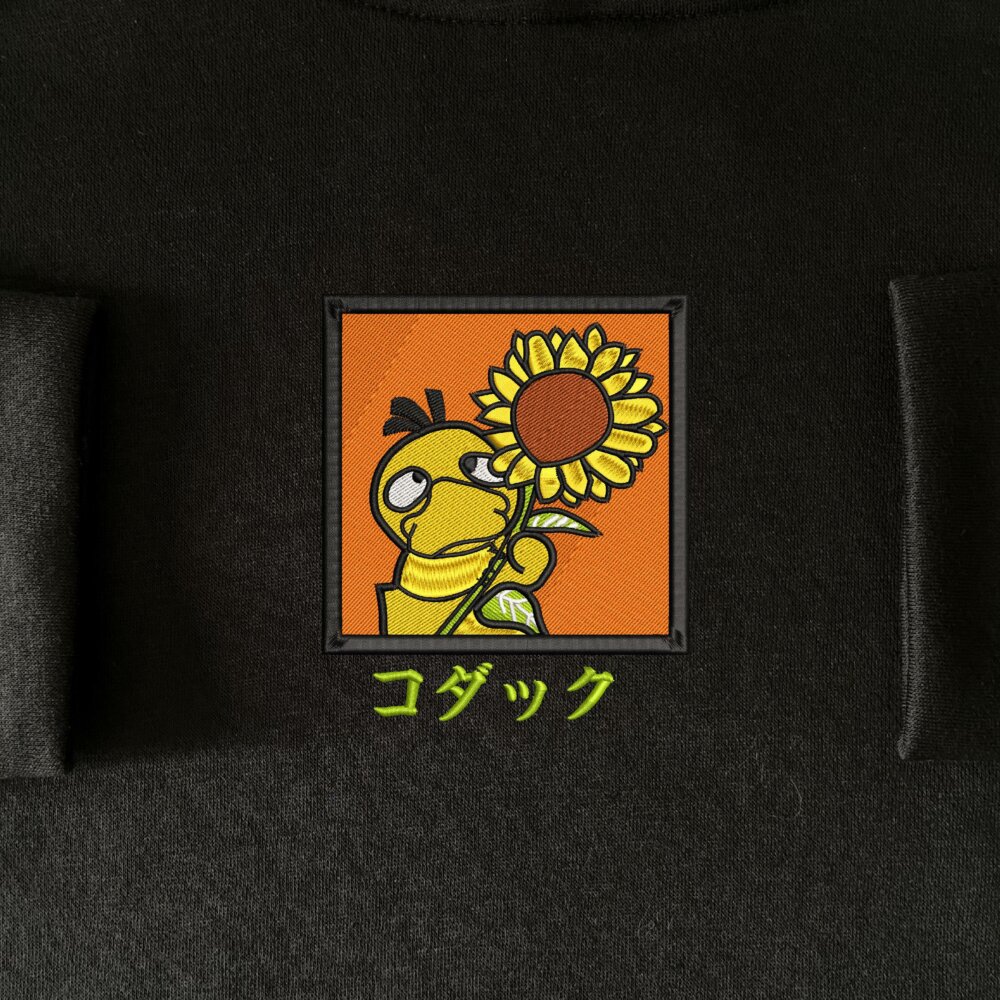 Psyduck Art Embroidere Hoodie Black (1) Main Thumbnails Sweatshirt