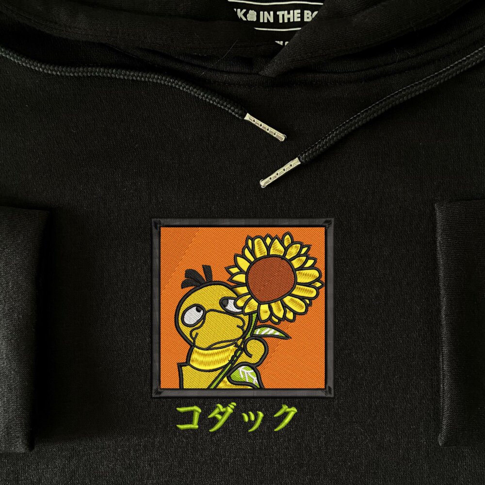 Psyduck Art Embroidere Hoodie Black (3)