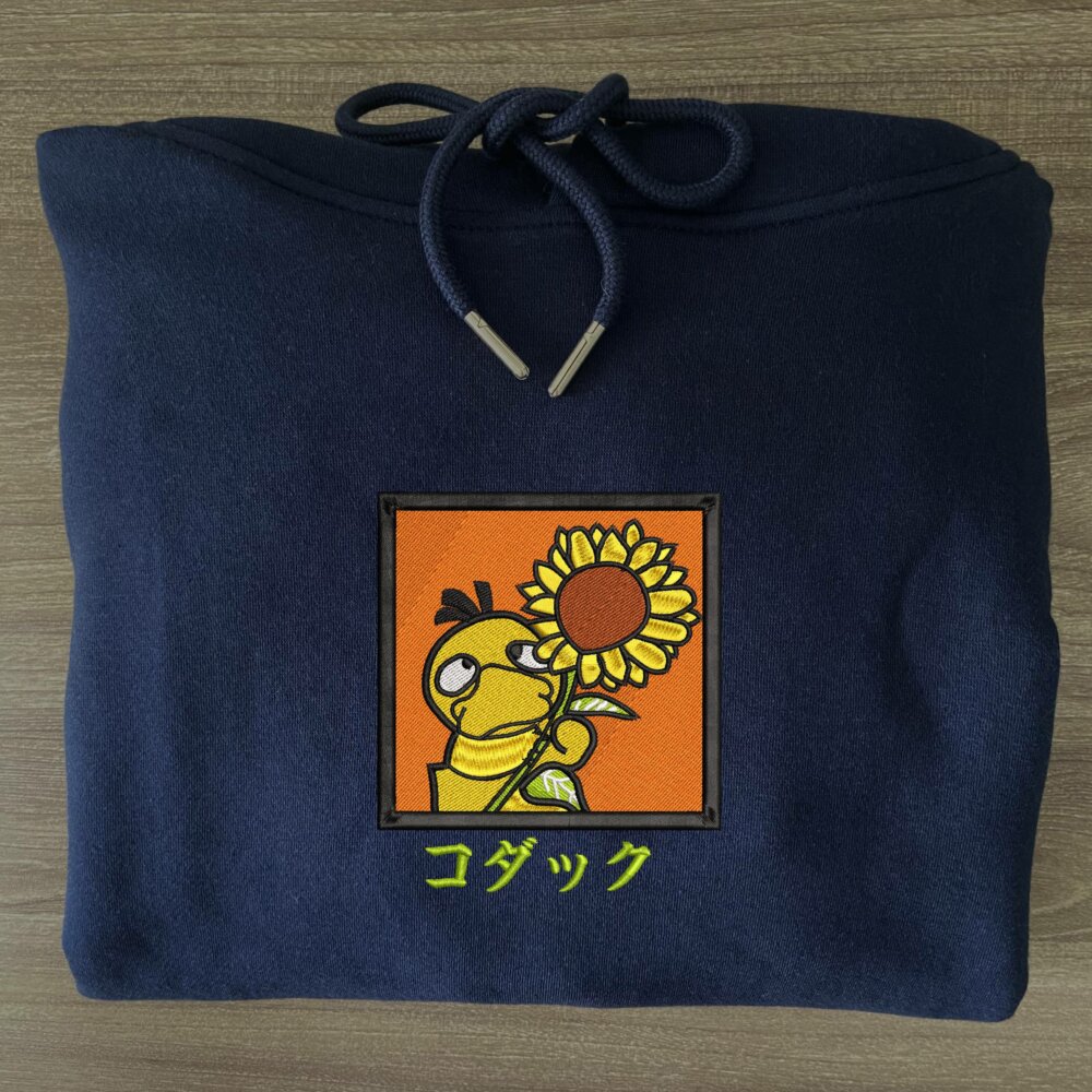 Psyduck Art Embroidere Hoodie Navy (3)