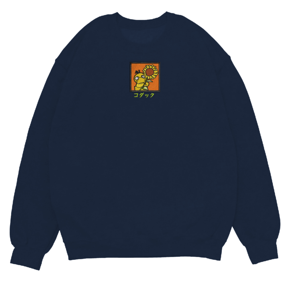 Psyduck Art Embroidere Sweatshirt Navy