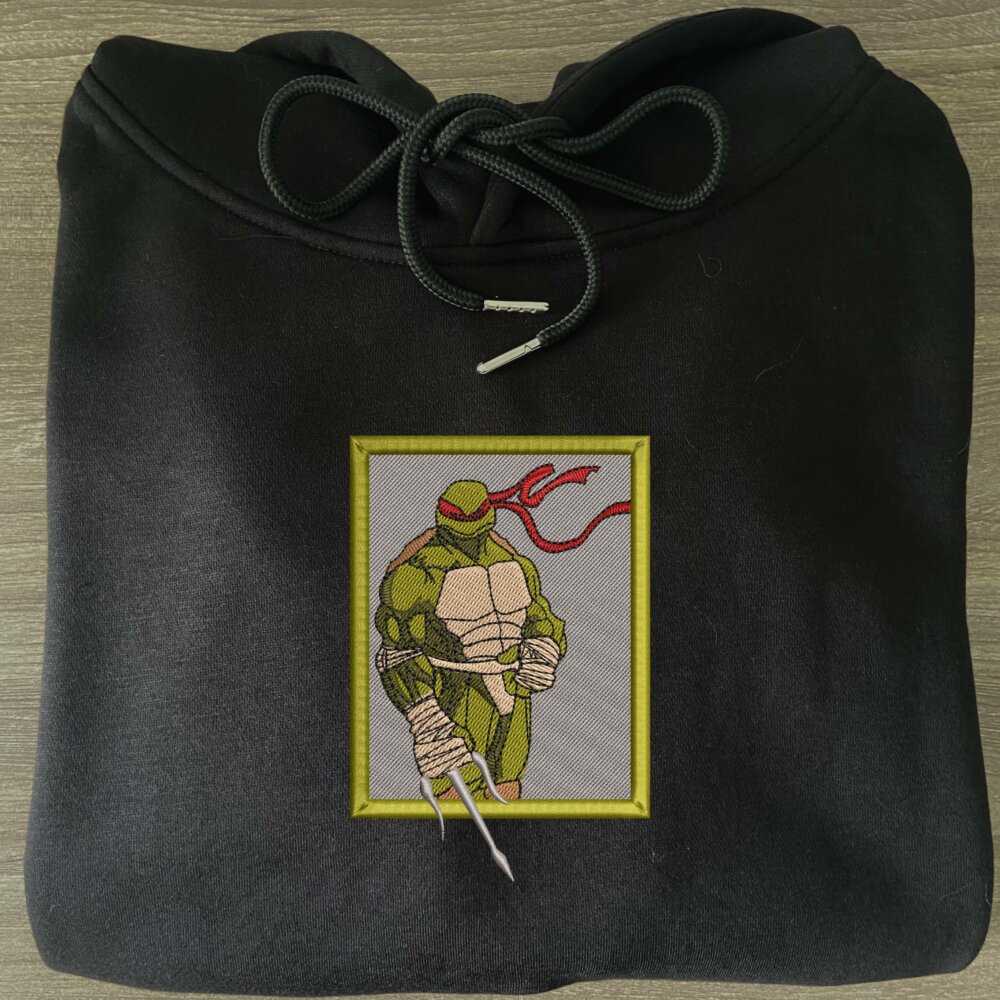 Raphael Ninja Turtles Art Embroidered Hoodie Black (2)