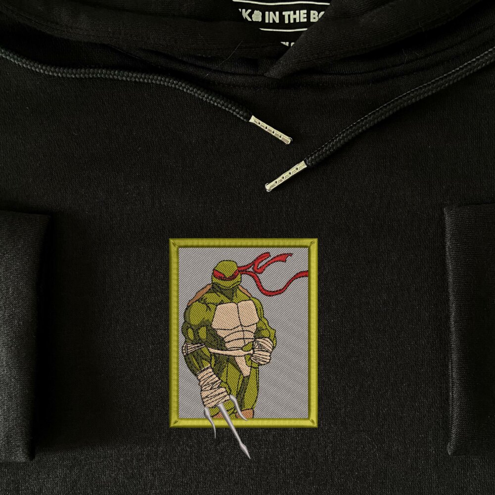 Raphael Ninja Turtles Art Embroidered Hoodie Black (3)