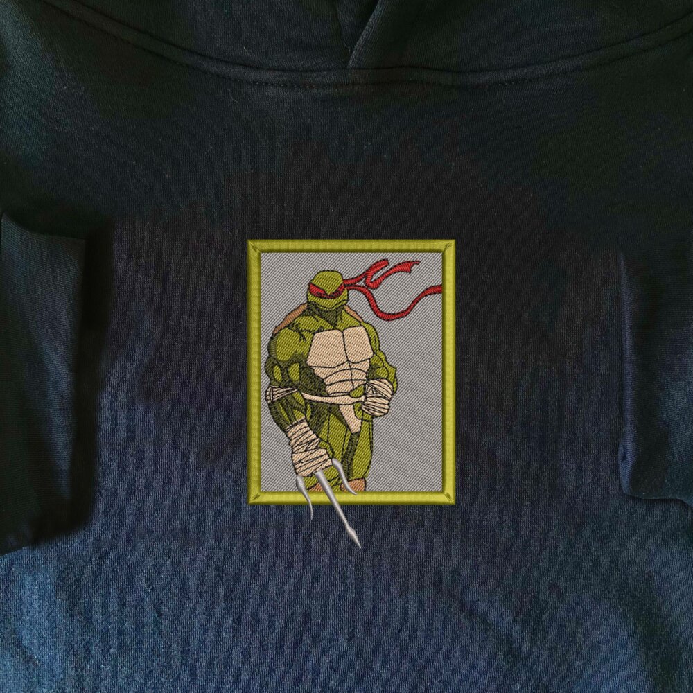 Raphael Ninja Turtles Art Embroidered Hoodie Navy (1)