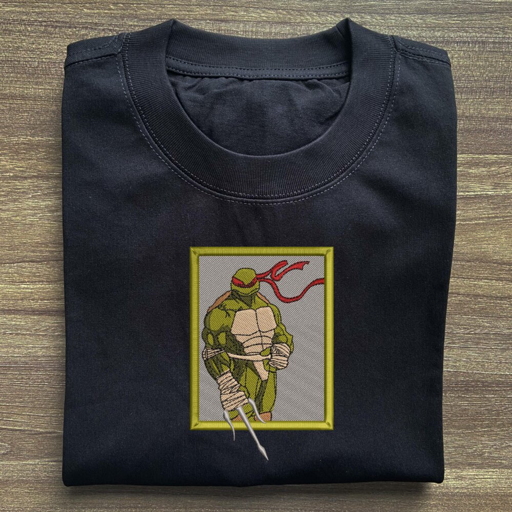 Raphael Ninja Turtles Art Embroidered T shirt Black (2) Main Thumbnails T shirt