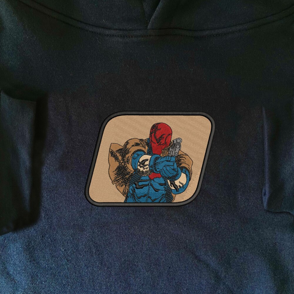 Red hood Art Embroidered Hoodie Navy (1)