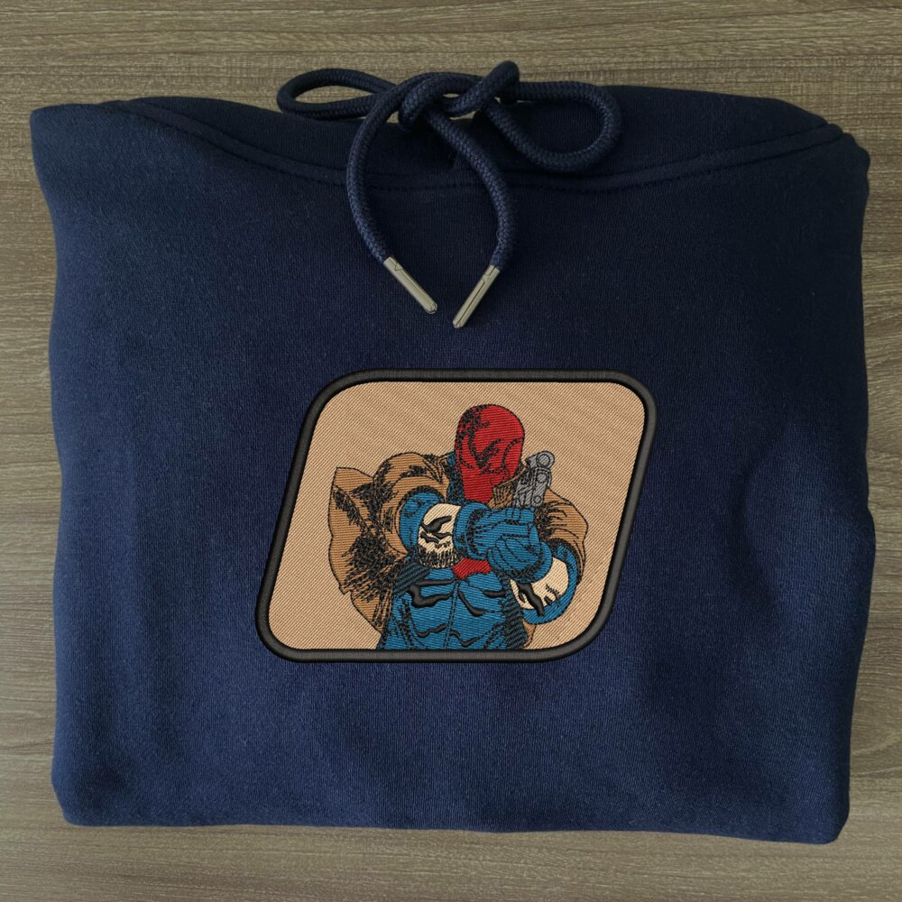 Red hood Art Embroidered Hoodie Navy (3)