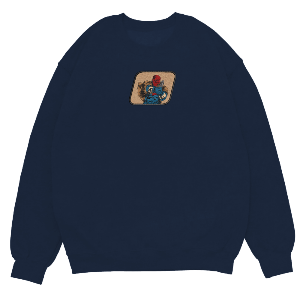 Red hood Art Embroidered Sweatshirt Navy