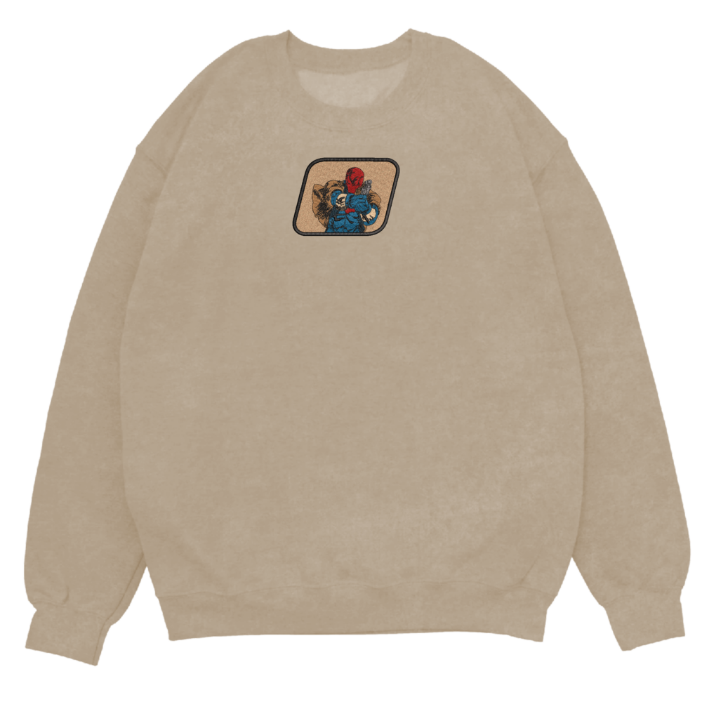 Red hood Art Embroidered Sweatshirt Sand