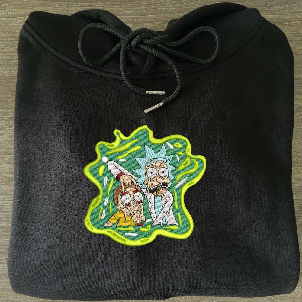 Rick And Morty Art Embroidere Hoodie Black (2)