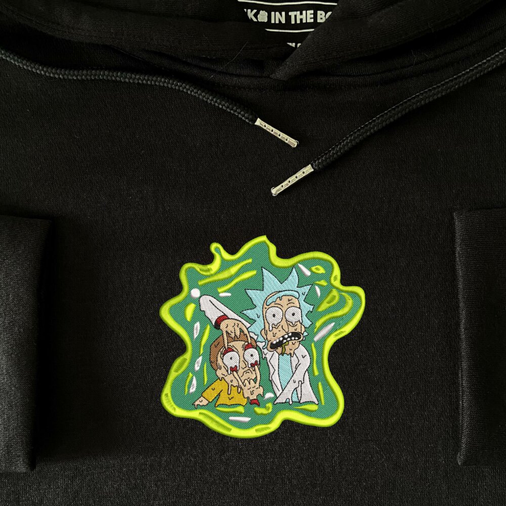 Rick And Morty Art Embroidere Hoodie Black (3)