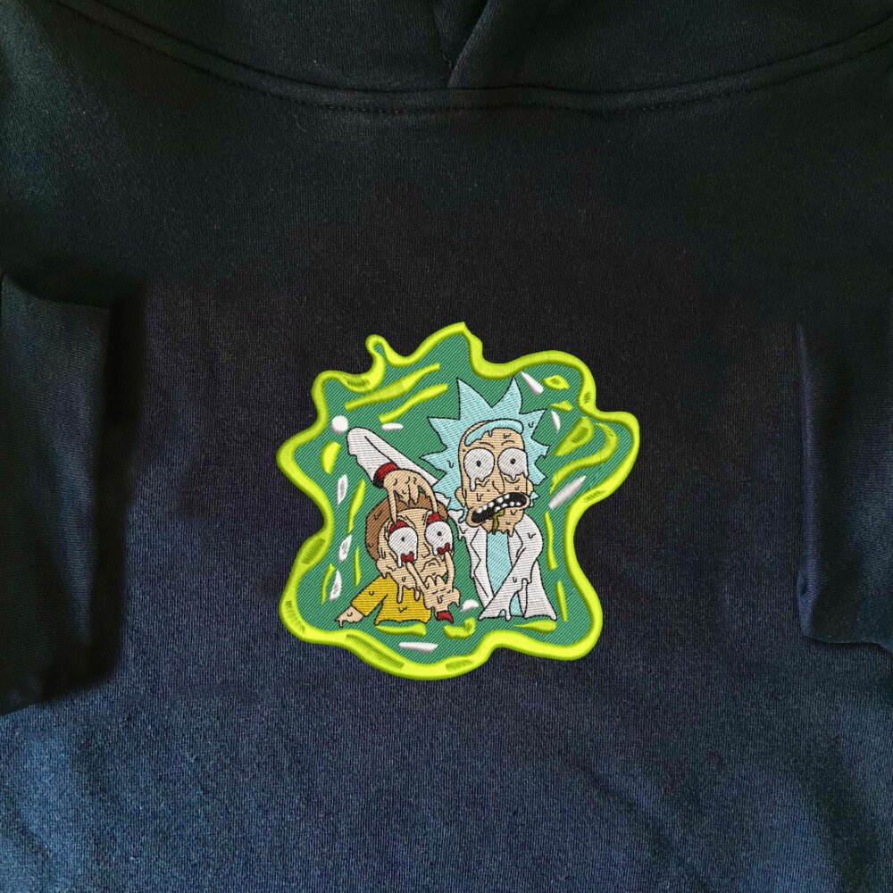 Rick And Morty Art Embroidere Hoodie Navy (2)