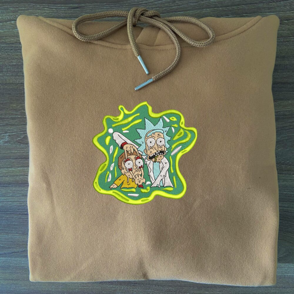 Rick And Morty Art Embroidere Hoodie Sand (3)