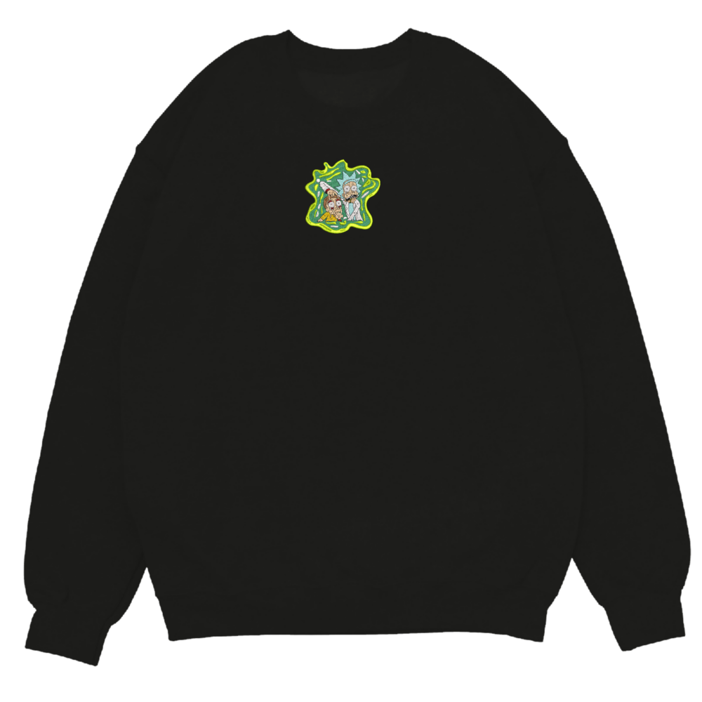 Rick And Morty Art Embroidere Sweatshirt Black