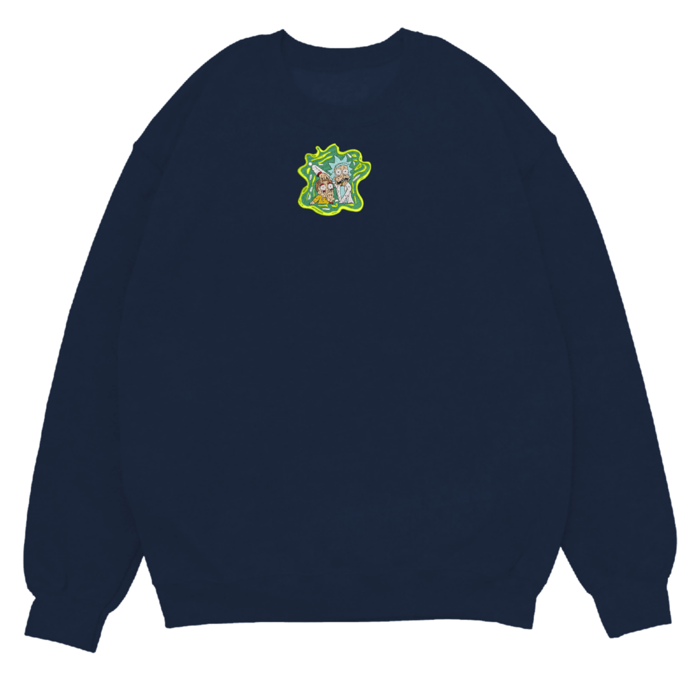 Rick And Morty Art Embroidere Sweatshirt Navy