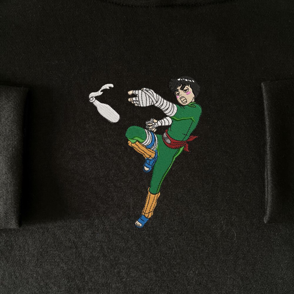 Rock Lee Drunk Art Embroidered Hoodie Black (4) Main Thumbnails Sweatshirt