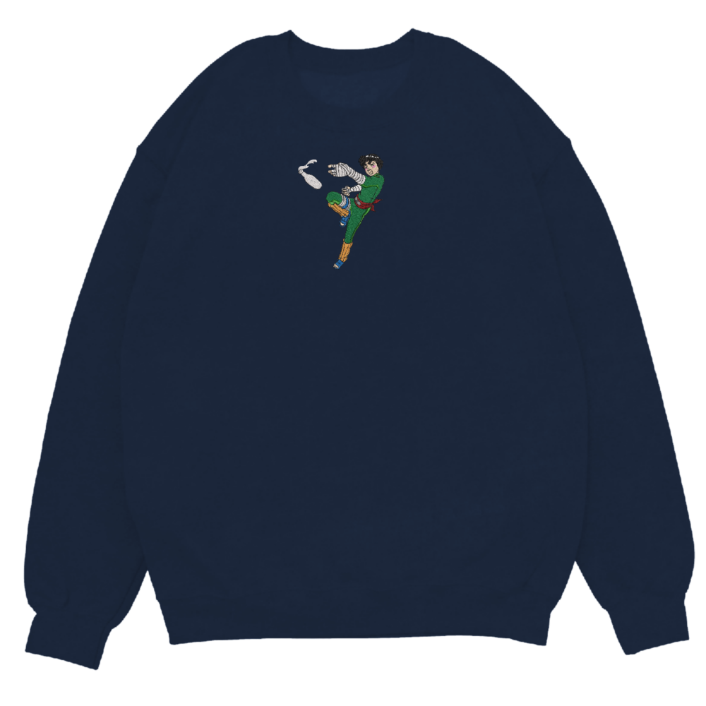 Rock Lee Drunk Art Embroidered Sweatshirt Navy