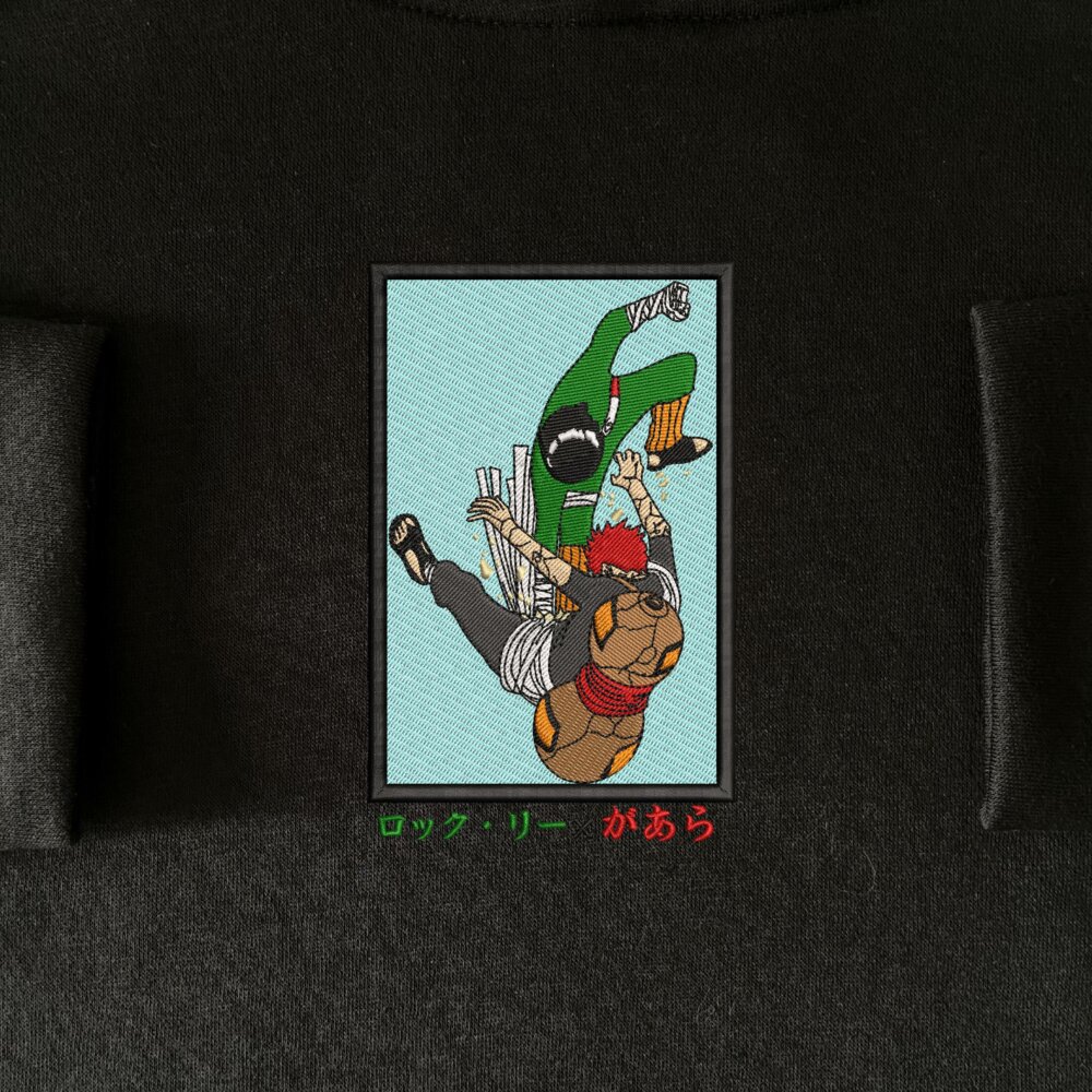 Rock Lee X Gaara Art Embroidered Hoodie Black (1) Main Thumbnails Sweatshirt