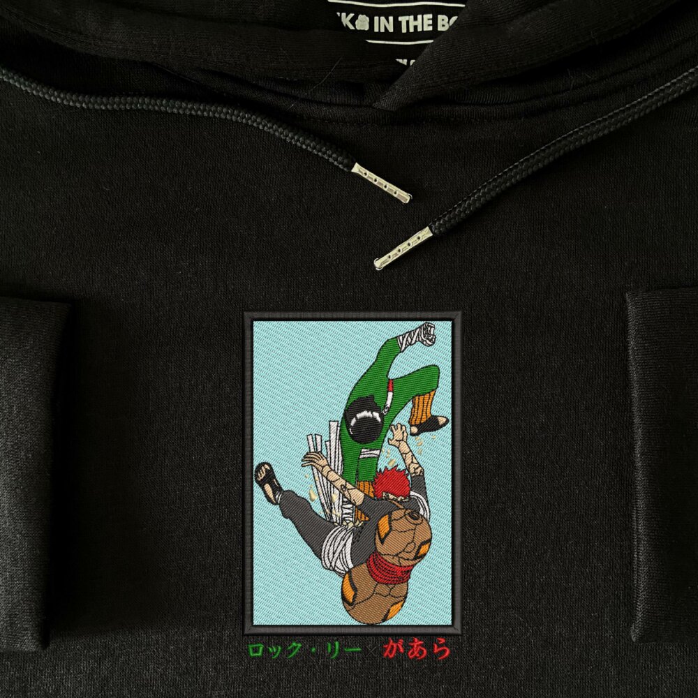 Rock Lee X Gaara Art Embroidered Hoodie Black (4)