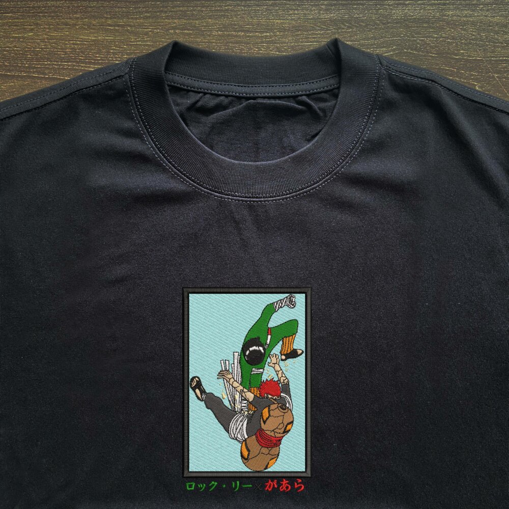 Rock Lee X Gaara Art Embroidered T shirt Black (3) Thumbnails T shirt Gallery