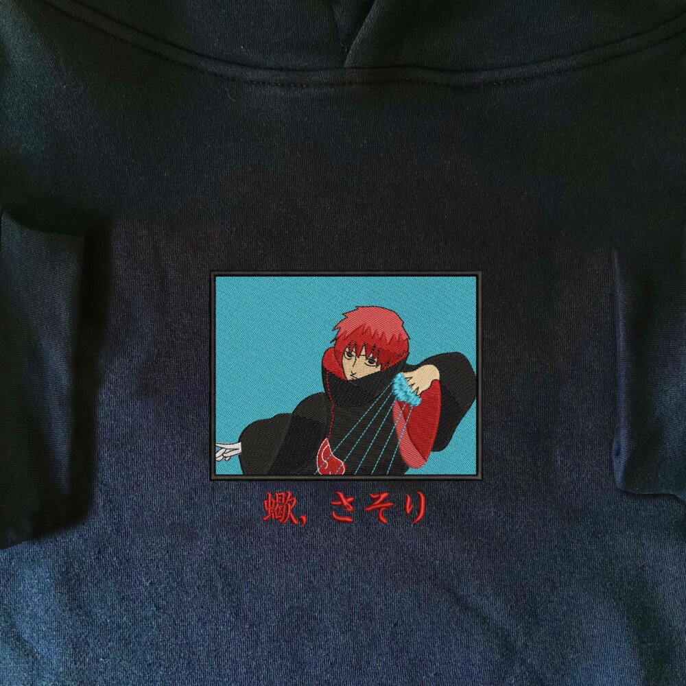 Sasori Art Embroidered Hoodie Navy (1)