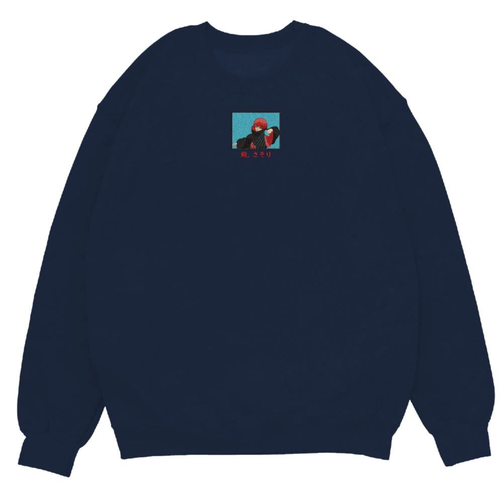 Sasori Art Embroidered Sweatshirt Navy