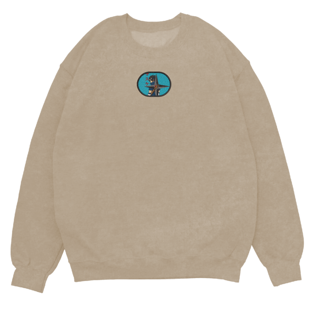 Sasuke Art Embroidered Sweatshirt Sand