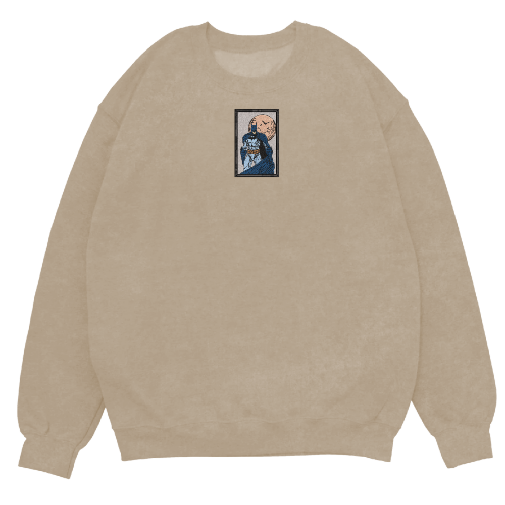 Shadow Vigilante Art Embroidered Sweatshirt Sand