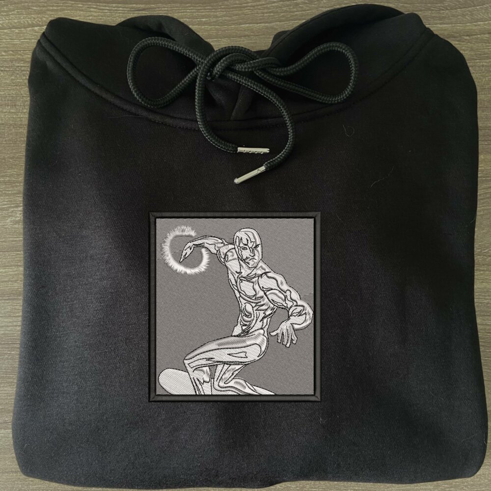 Silver Surfer Art Embroidere Hoodie Black (2)