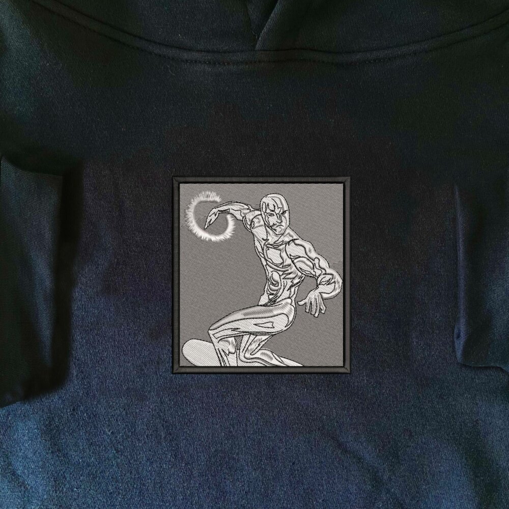 Silver Surfer Art Embroidere Hoodie Navy (1)