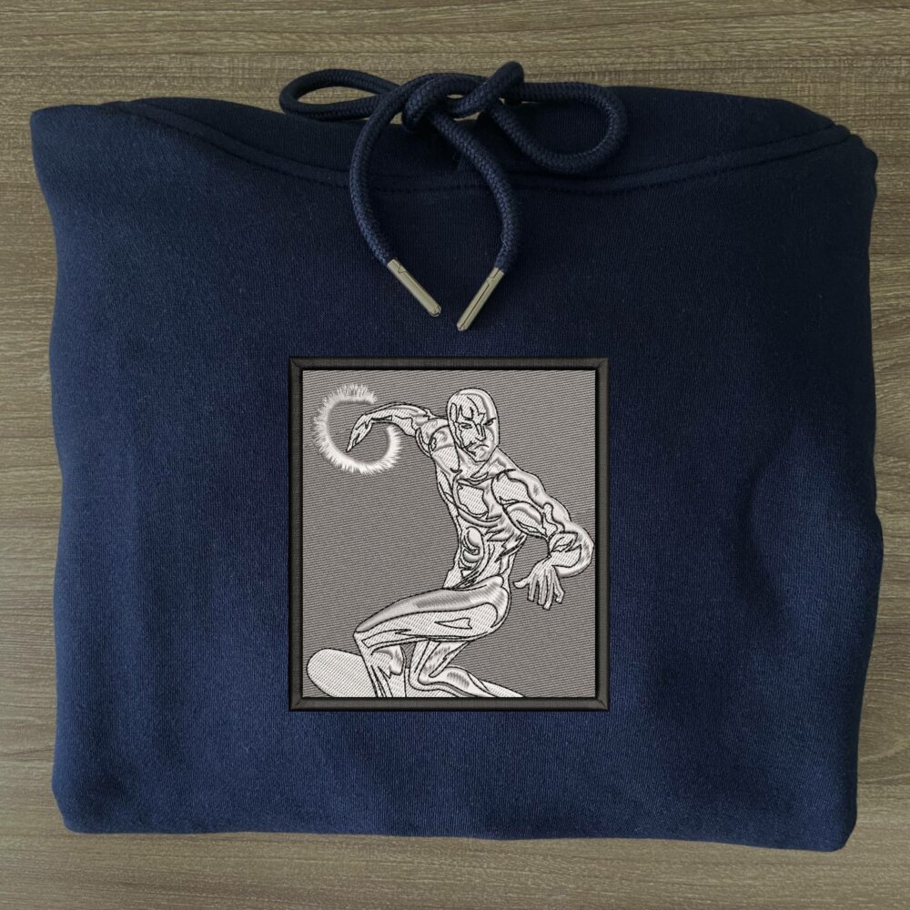 Silver Surfer Art Embroidere Hoodie Navy (3)