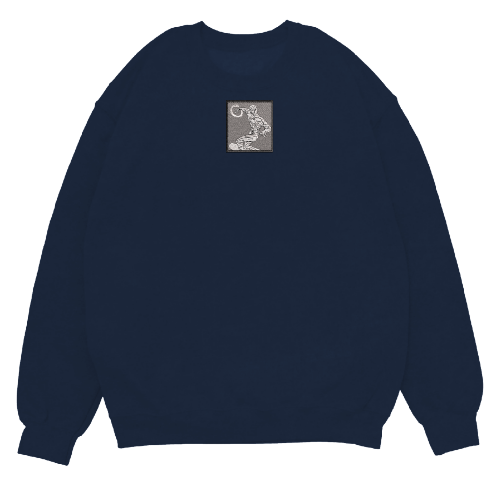 Silver Surfer Art Embroidere Sweatshirt Navy