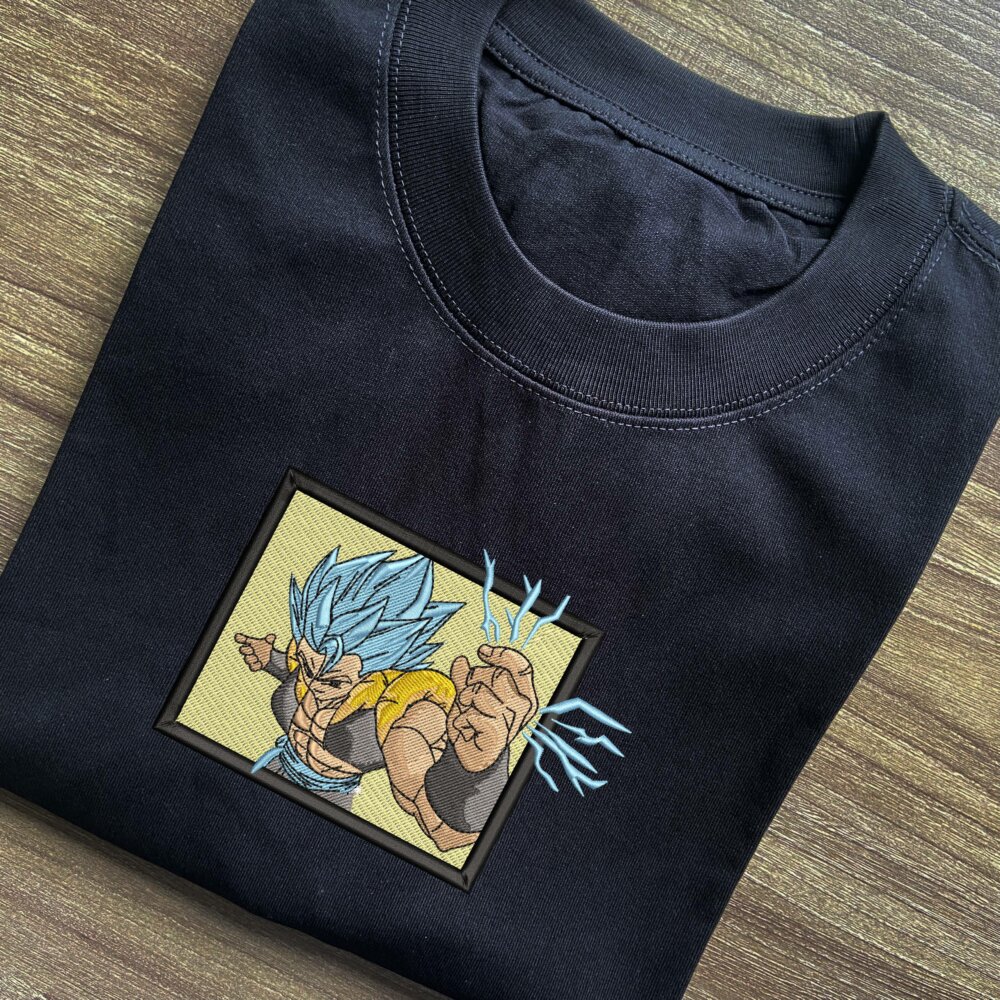 Super Saiyan Blue Gogeta Art Embroidere Black T shirt (1) Thumbnails T shirt Gallery 2