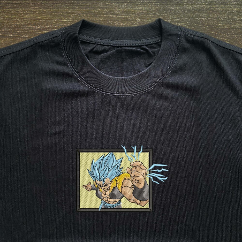 Super Saiyan Blue Gogeta Art Embroidere Black T shirt (3) Thumbnails T shirt Gallery