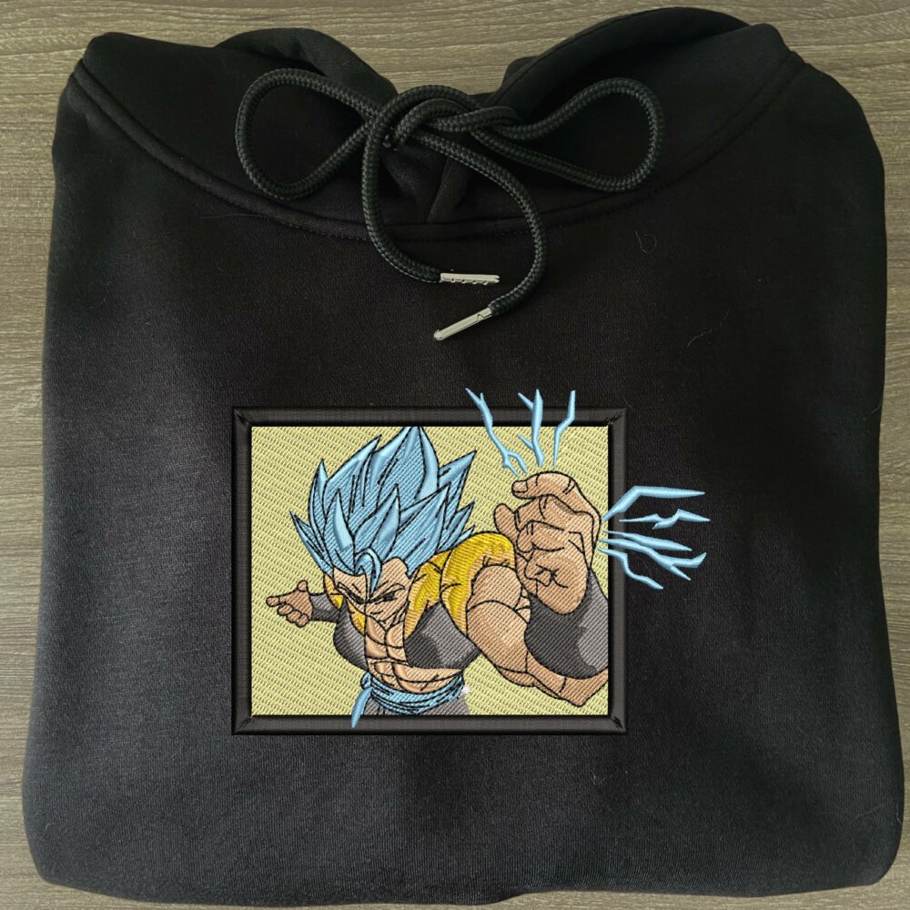 Super Saiyan Blue Gogeta Art Embroidere Hoodie Black (2)