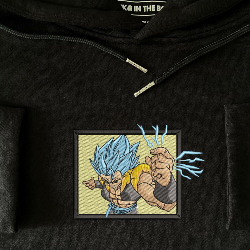 Super Saiyan Blue Gogeta Art Embroidere Hoodie Black (3)