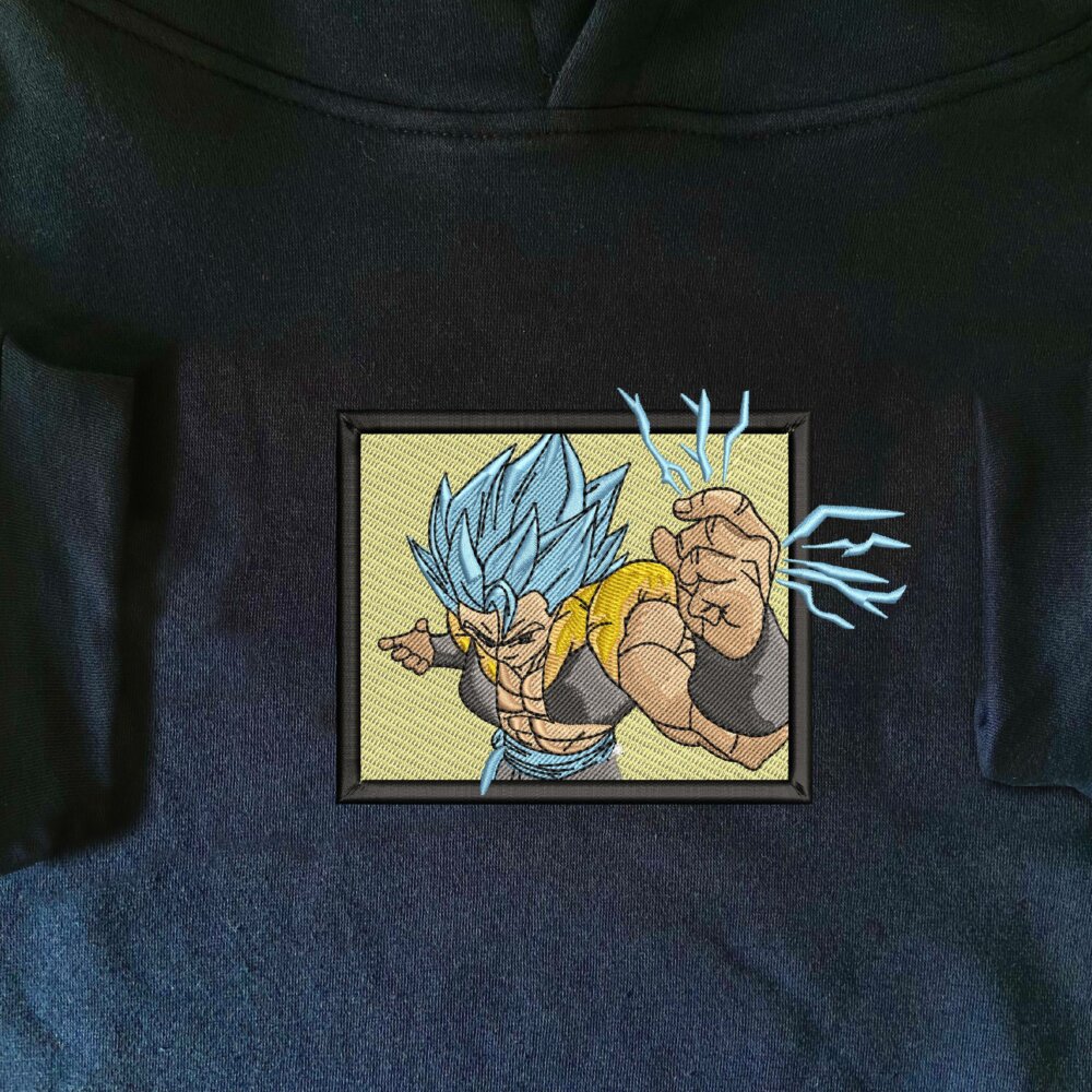 Super Saiyan Blue Gogeta Art Embroidere Hoodie Navy (1)