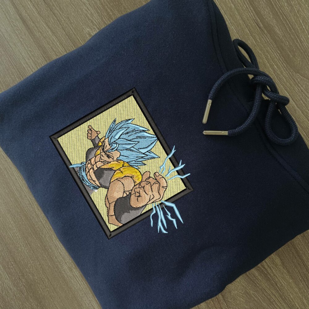 Super Saiyan Blue Gogeta Art Embroidere Hoodie Navy (2)