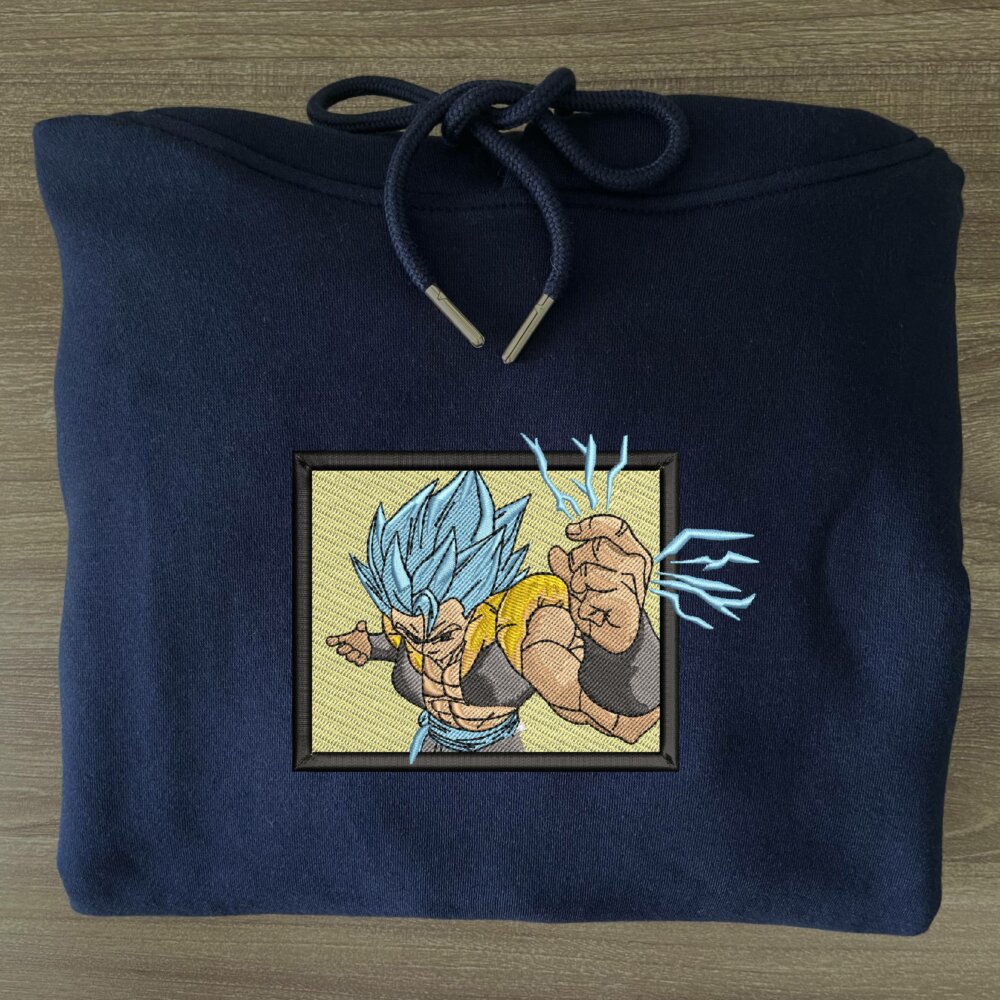 Super Saiyan Blue Gogeta Art Embroidere Hoodie Navy (3)