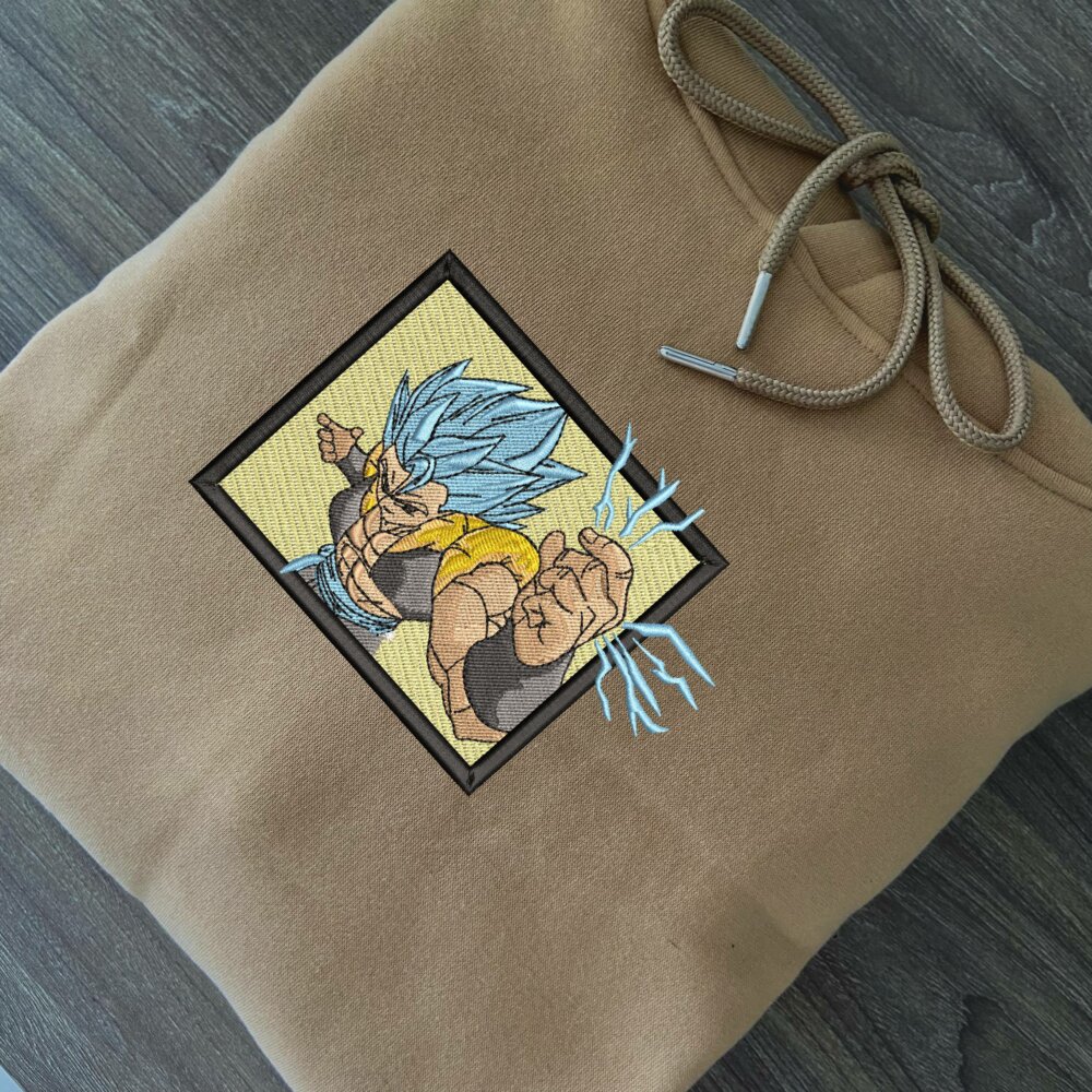 Super Saiyan Blue Gogeta Art Embroidere Hoodie Sand (2)